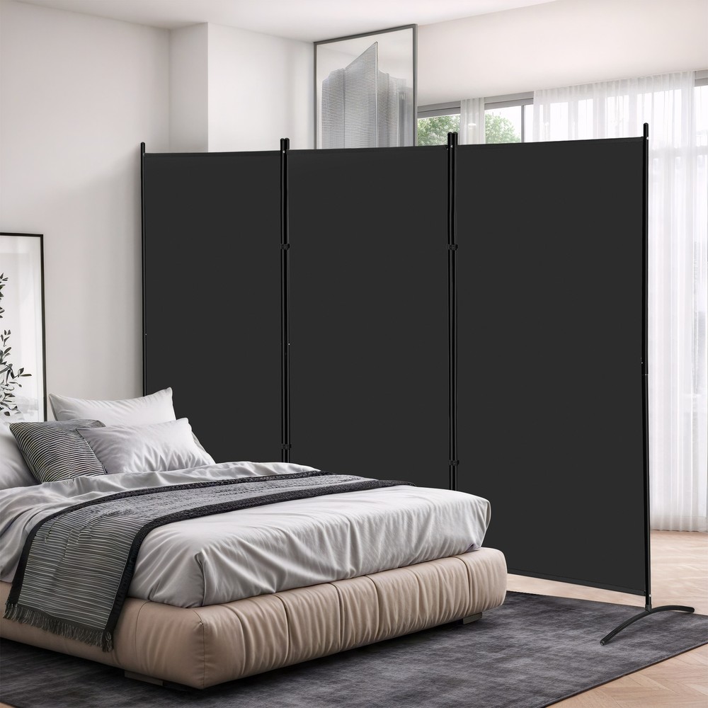 3 Panel Folding Partition Privacy Screens Freestanding Fabric Room Panel Black