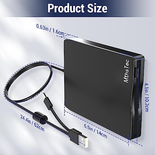 USB Floppy Drive External 3.5" USB & -C External Floppy Disk Drive Portable 1...
