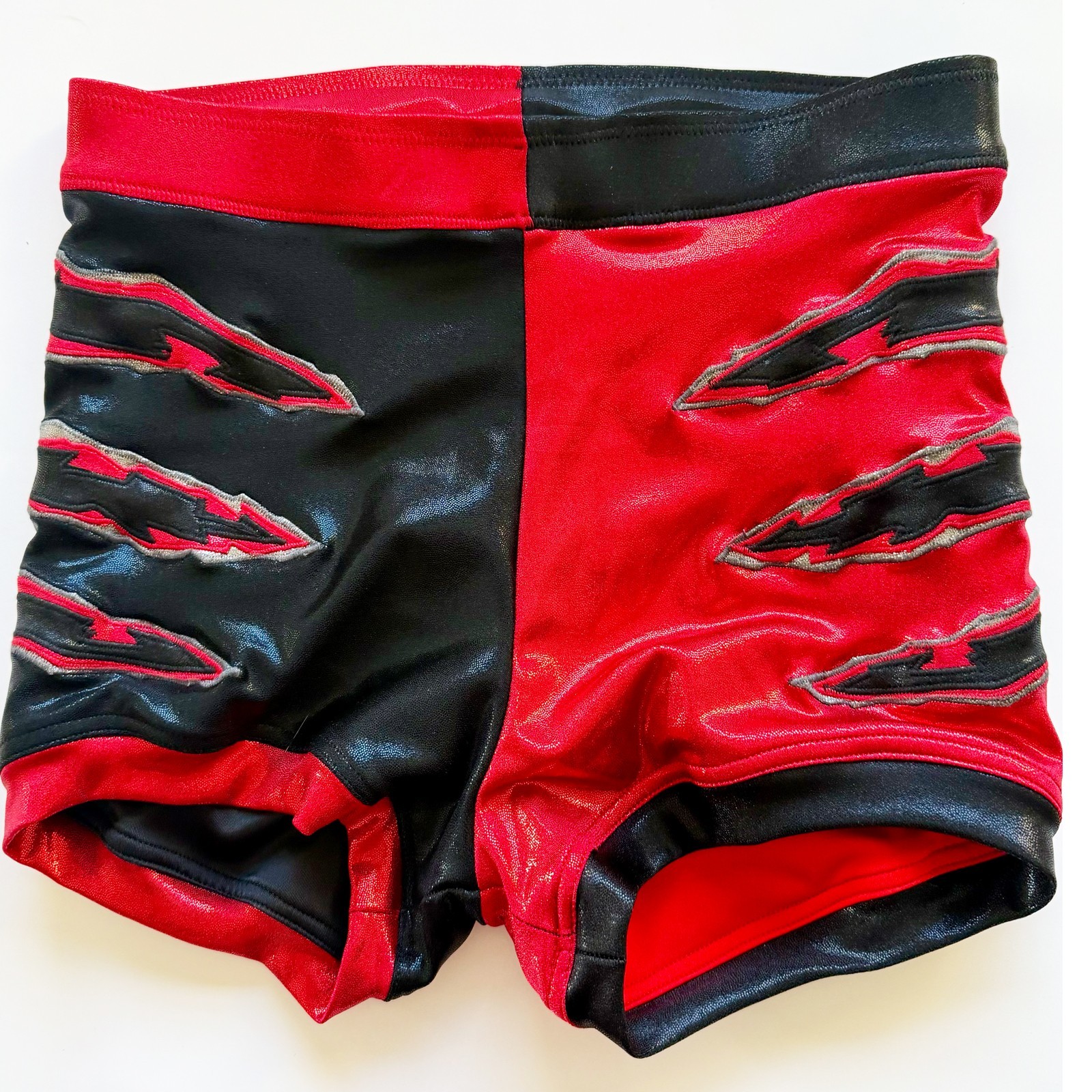 Pro Grade Wrestling Black on red claws Wrestling biker shorts trunks tights gear