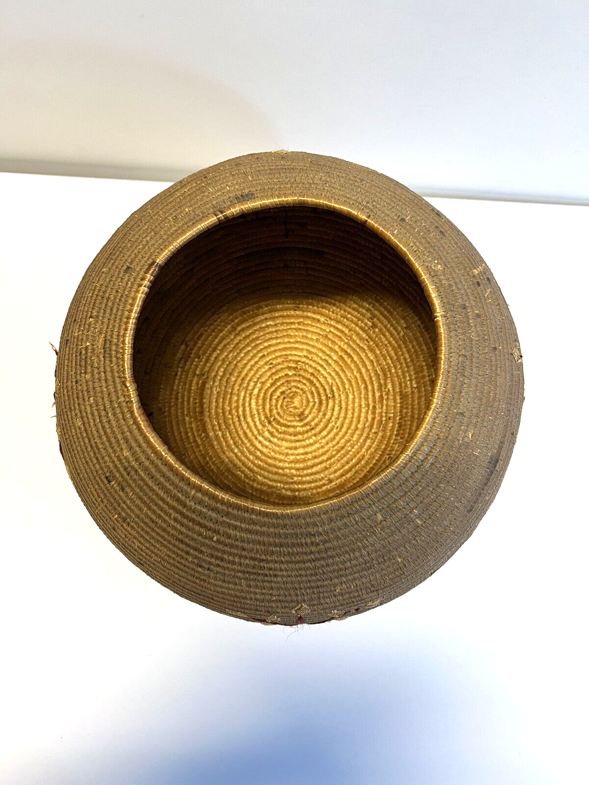 Native American Alaskan Indian Inuit Basket; Embroidery; Large; Late 1800's