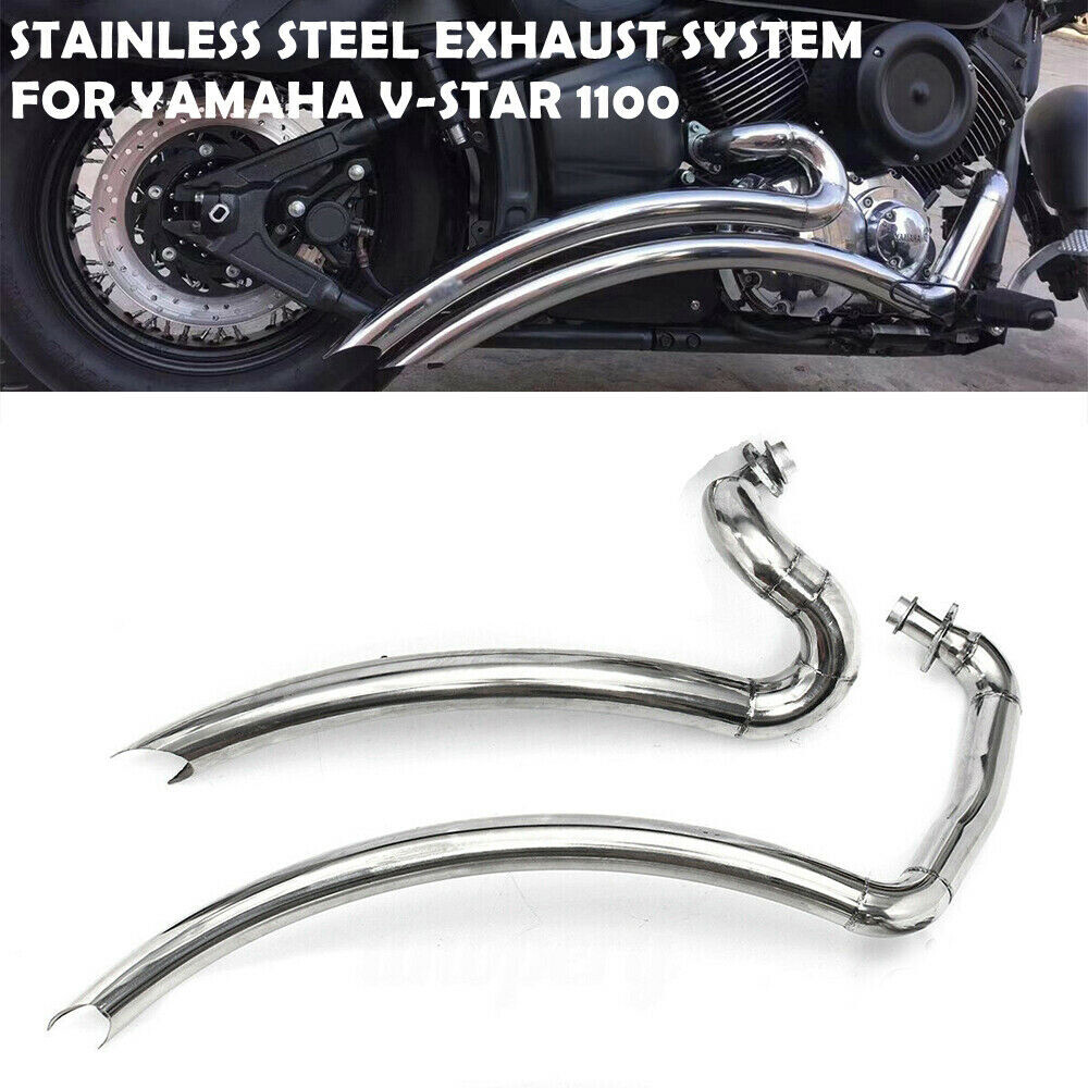 Shortshots Staggered Exhaust Pipes W/ Baffles For Yamaha V-Star 1100 XVS1100