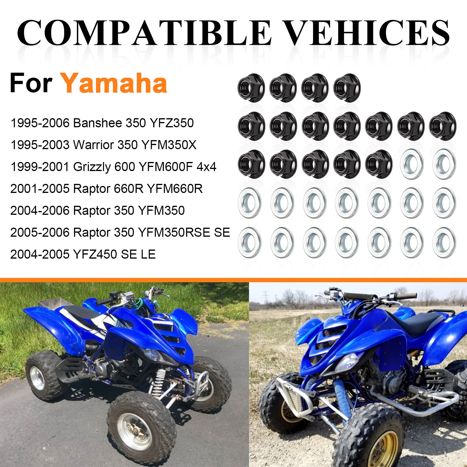 Wheel Lug Nut w/ Washer Kit For Yamaha Banshee Warrior 350 YFZ350 YFM350X 95-06