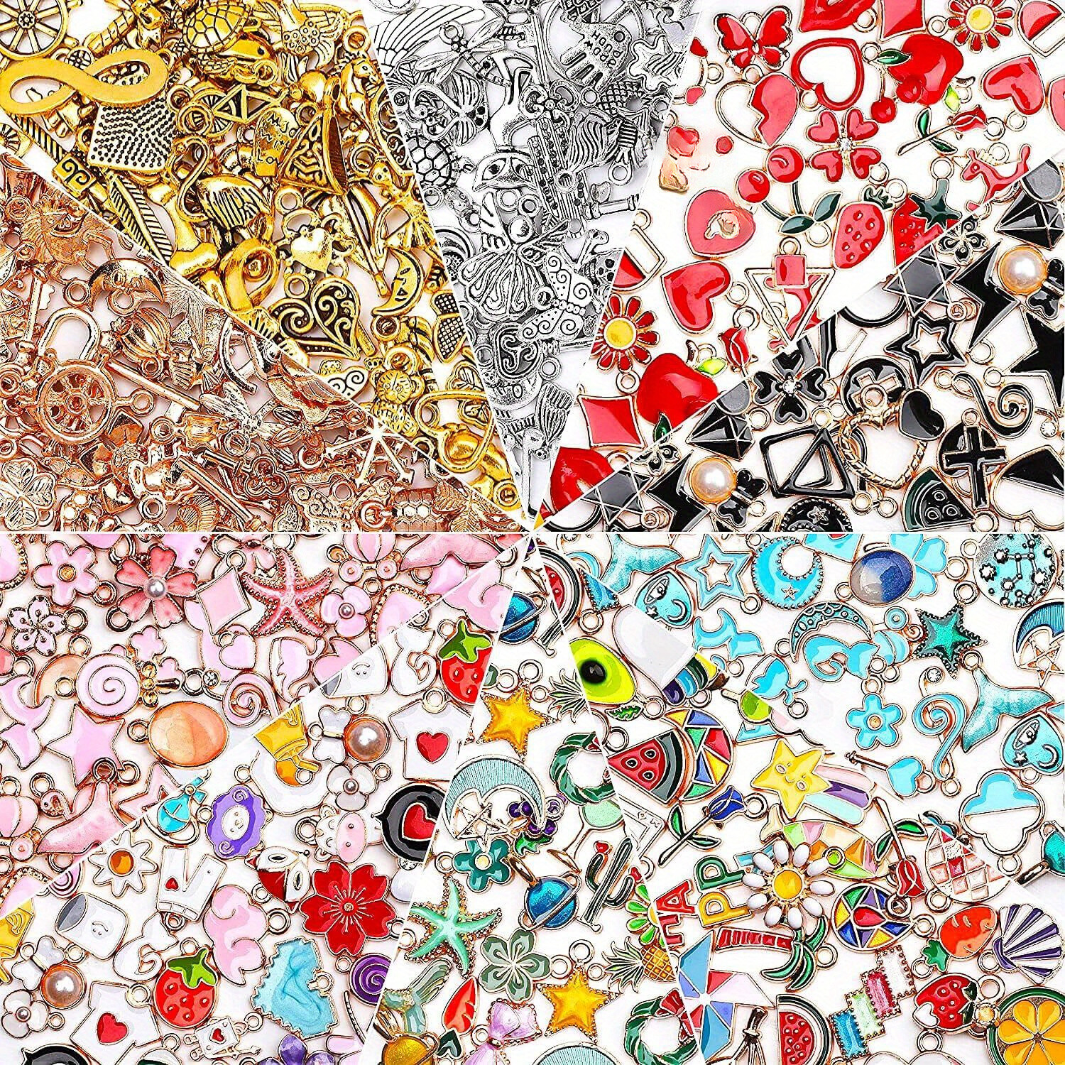 400 Pcs Random style Charms Bulk Assorted Gold Plated Enamel Pendants Earring