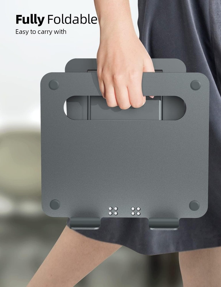 Height Adjustable Laptop Stand Desk Dual Foldable Aluminum Computer Riser