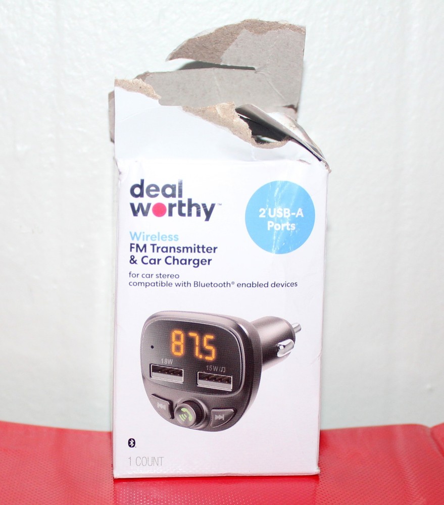 Wireless FM Bluetooth Transmitter & Car Charger-dealworthy Black 2 USB