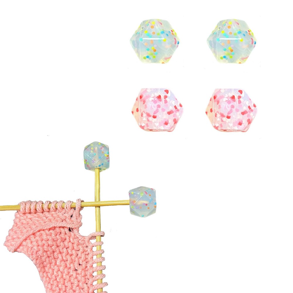 SPANSEE Hexagon Knitting Needle Holders - 4 small, Stoppers