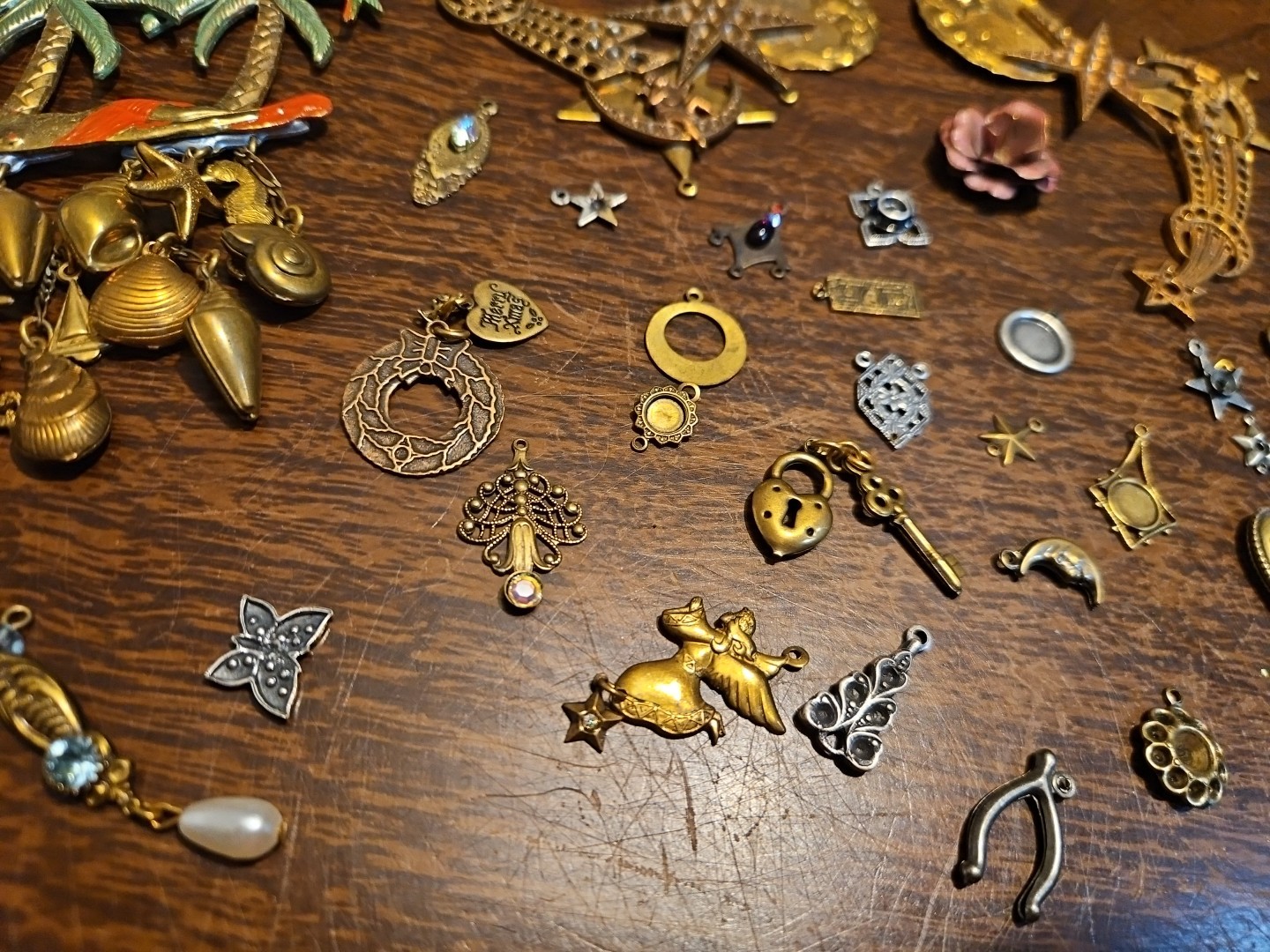 Lot Of 50 Mixed Parts Pcs France Vintage 60s Brass Stampings Findings Jewelry 14