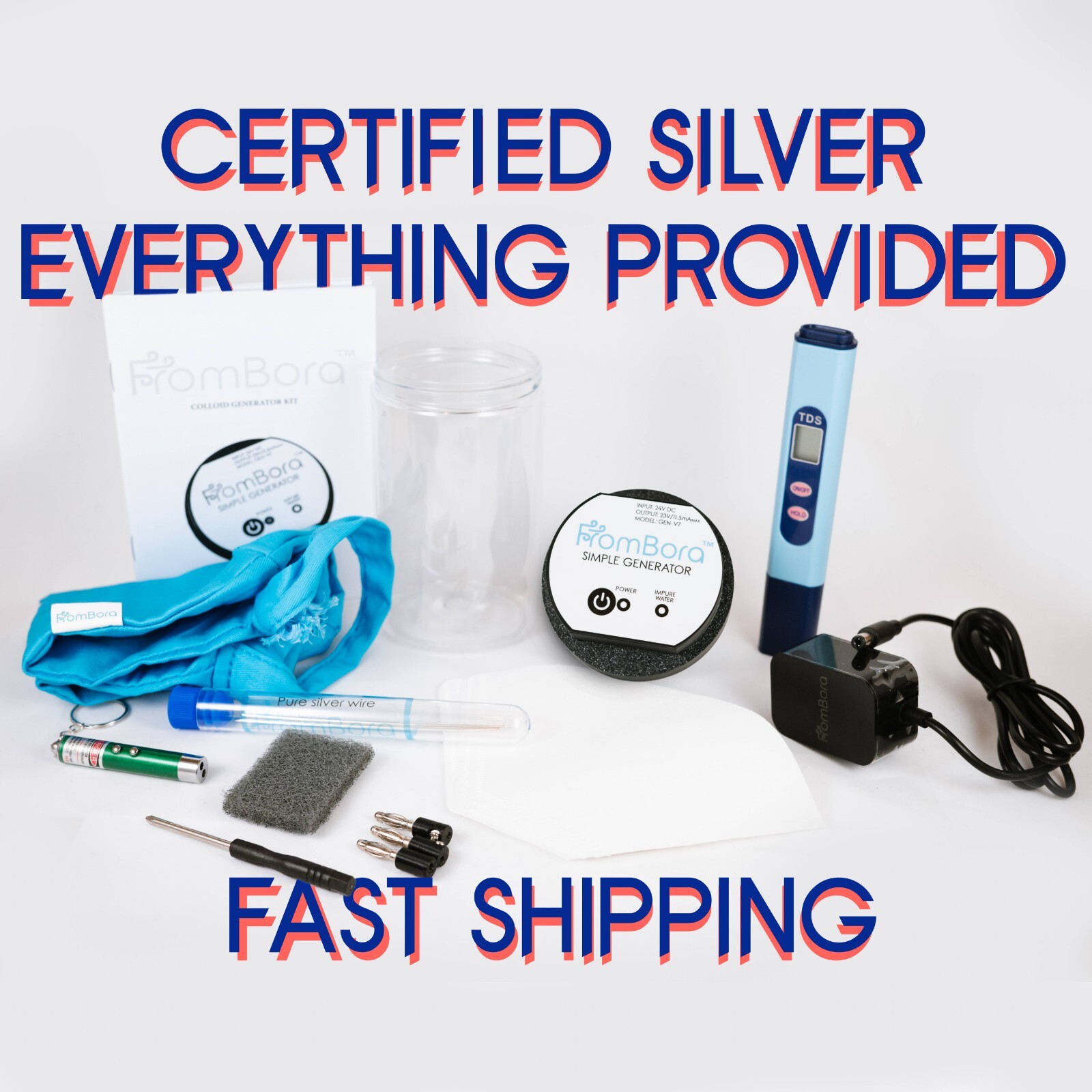 Colloidal Silver Generator Kit Natural Certified pure silver 99.99% Frombora