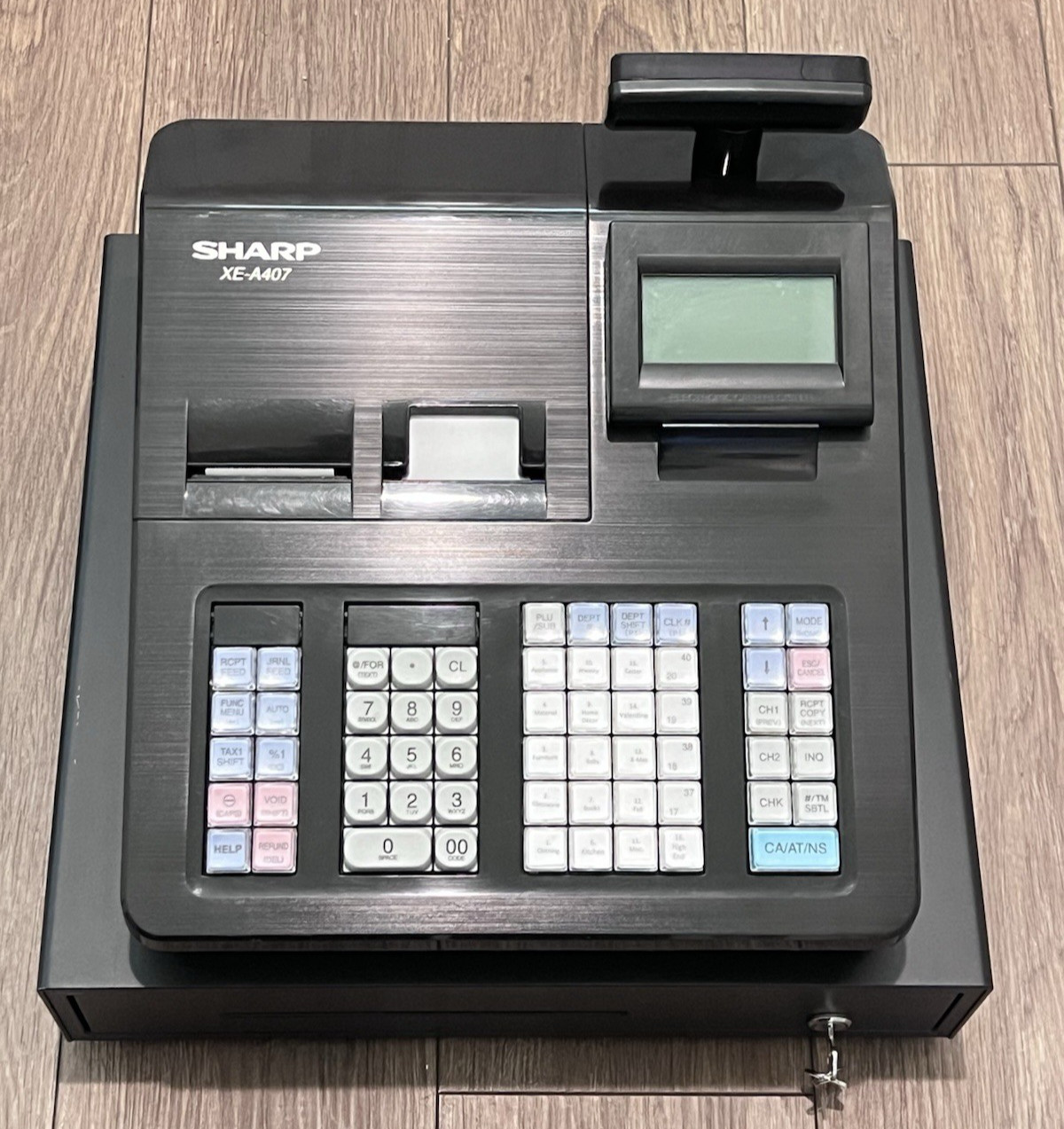 Sharp XE-A407 Cash Register Dual Thermal Printer with Keys, Cash Drawer & Manual