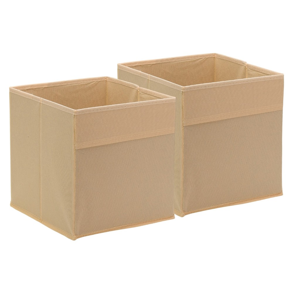 2Pcs Fabric Storage Bins 11" Cube Storage Bin for Shelf Closet, Khaki