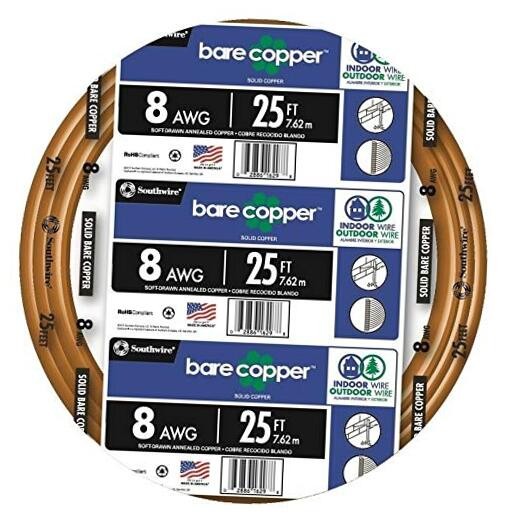 25 ft. 8-Gauge Solid SD Bare Copper Grounding Wire