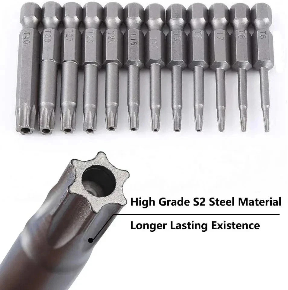 Security Torx Bit Set + Hex Key Allen Bit Set - For Power Drill & Impact Driver