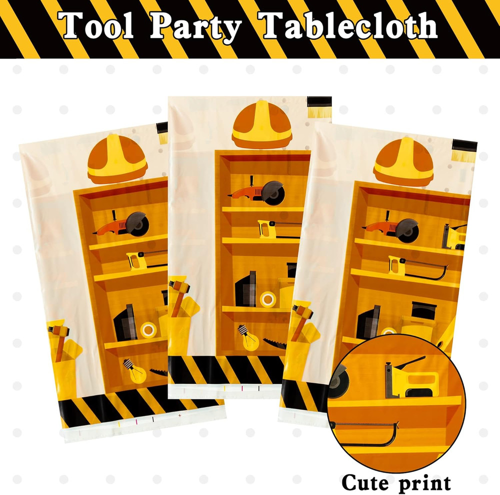 3 Packs Tool Theme Plastic Tablecloths Decoration Waterproof Rectangle Cute Tool