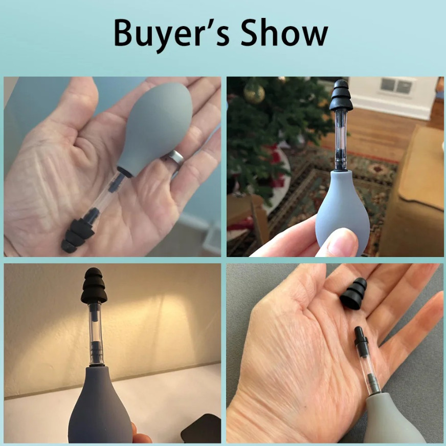 1set Portable Silver Ear Pressure Relief Tool with 3 Sizes Earplugs - NEW