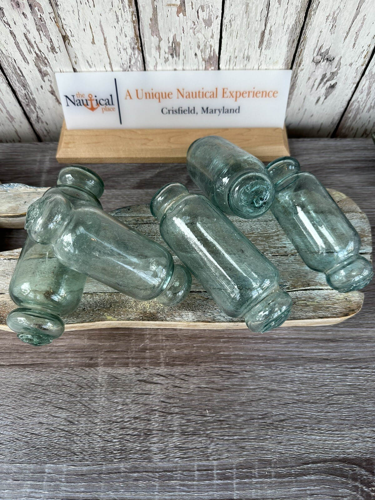 Japanese Rolling Pin Glass Float - Authentic Vintage Japan Fish Net Buoy - Aqua