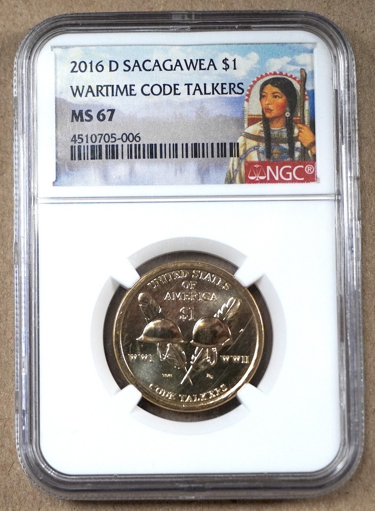2016-D SACAGAWEA DOLLAR / WARTIME CODE TALKERS NGC MS67 705006