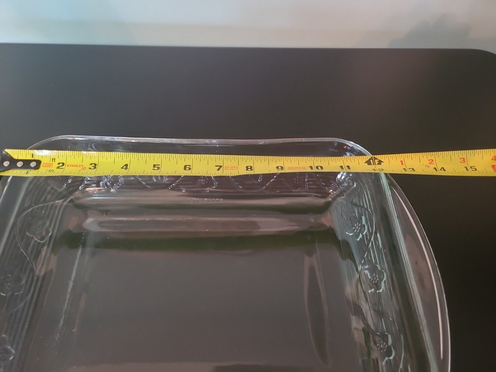 Anchor Hocking Baking Dish 9"×12" Floral Etched Outlined Small Flower Pattern