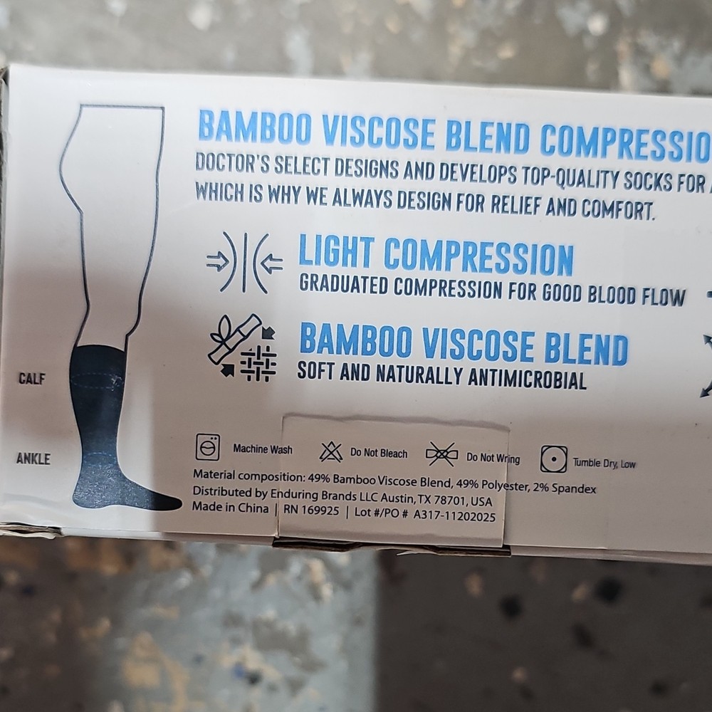 Doctor's Select Bamboo Viscose Blend Compression Socks Light Compression 3 Pairs
