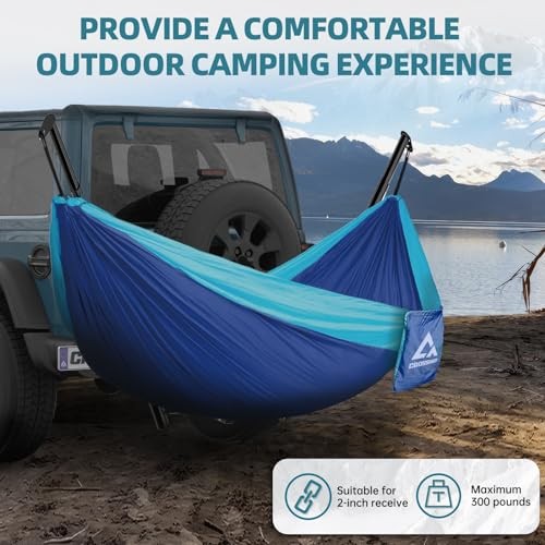 Hitch Mount Hammock Stand - Includes Parachute Nylon Hammock & Hitch Hammock