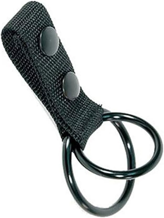 PREMIER EMBLEM Double Ring Flashlight HOLDER Black NYLON BLACK SNAP HOLD D-CELL