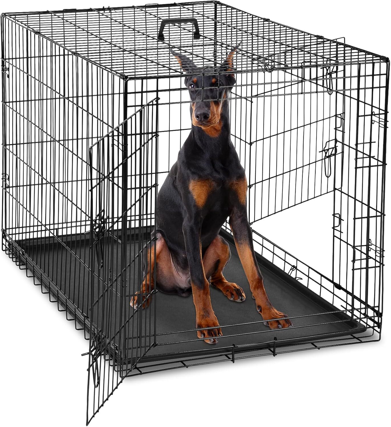 Crate for Dogs Double Doors Small Foldable Pet Cage Enhanced Wire Metal Kennel