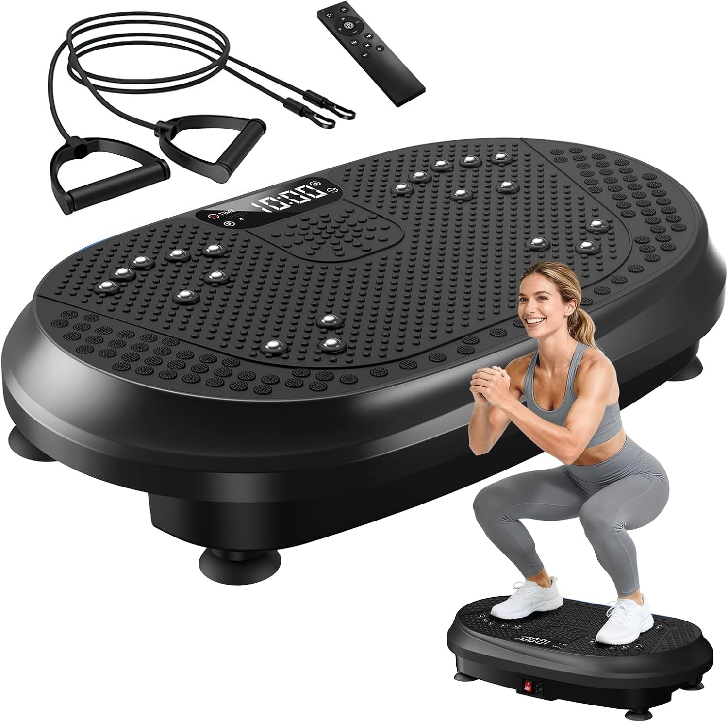Vibration Plate Exercise Machine Bluetooth Lymphatic Drainage Home Blue