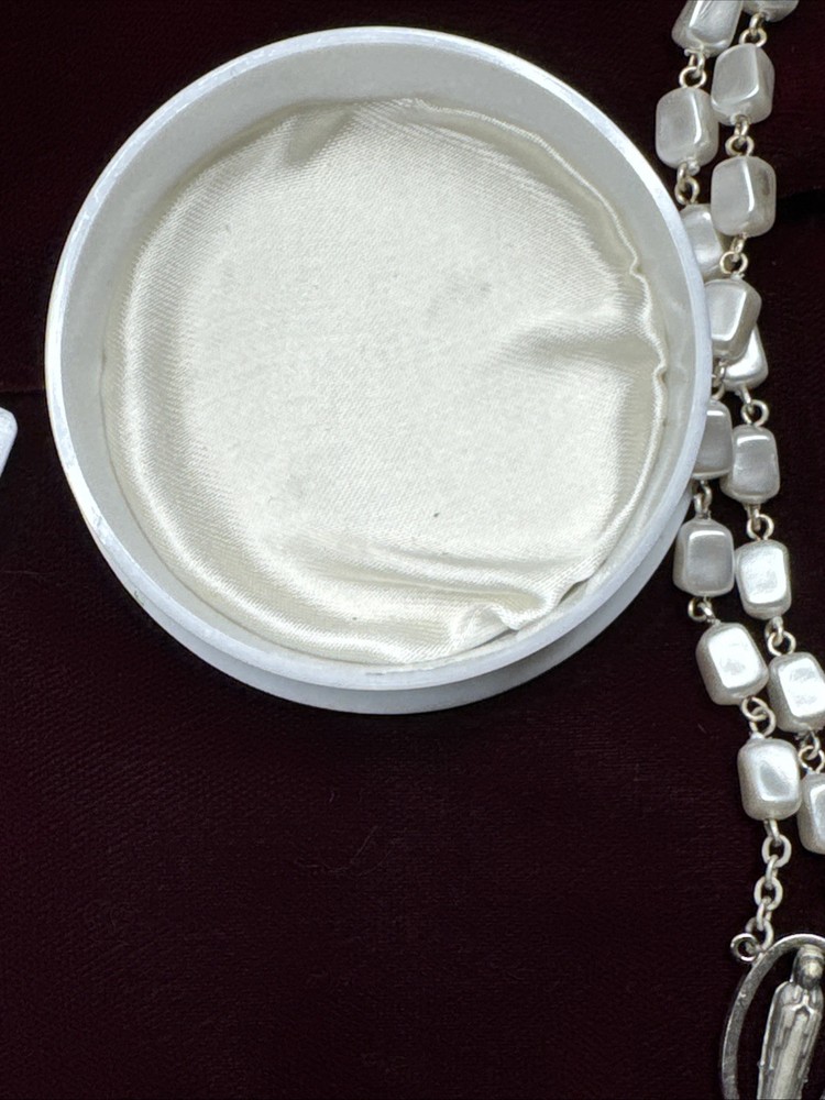 Vintage rosary with White beads In Graduation Cap 1967
