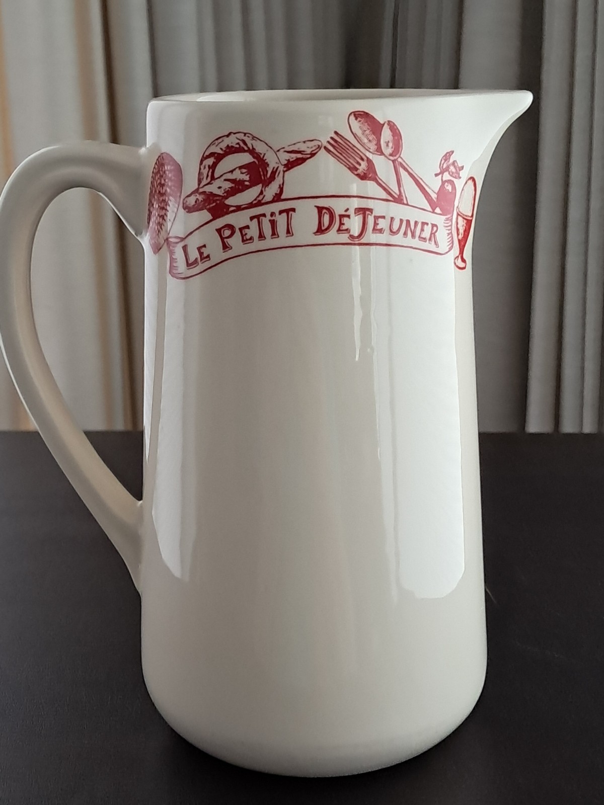 Ceramic Le Comptoir De Famille Red White France Pitcher Le Petit Dejeuner