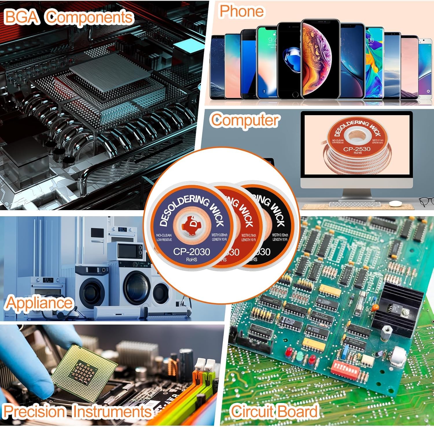 3 Pcs Premium Desoldering Wick Set, 10FT No Clean Low Residue Solder Wick...