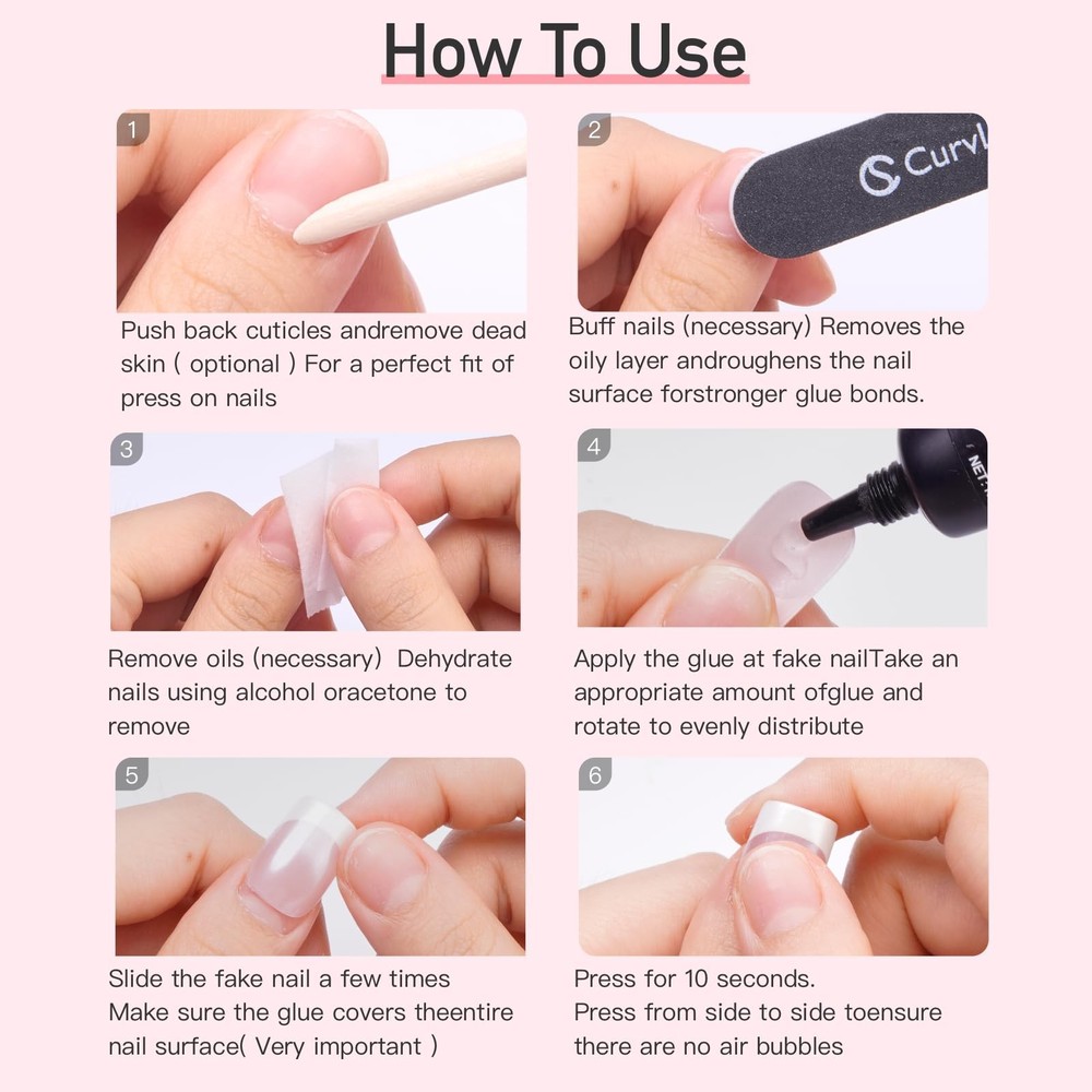 Nail Tips Semi Solid Nail Glue 2g 5pcs Super Strong, Soft Glue Gel Quick Dry...