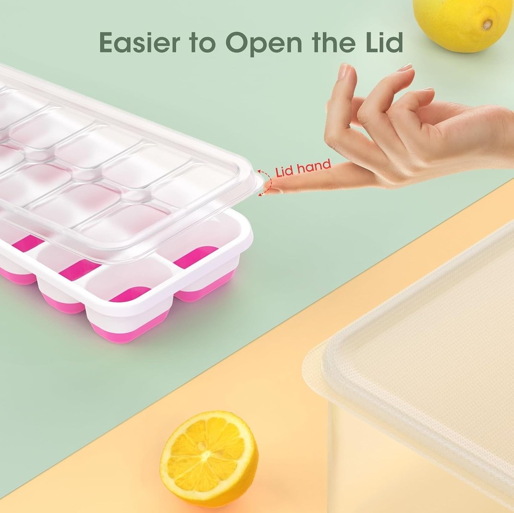 Effortless Ice Release Silicone Tray Set - Stackable Design for Compact Freezers
