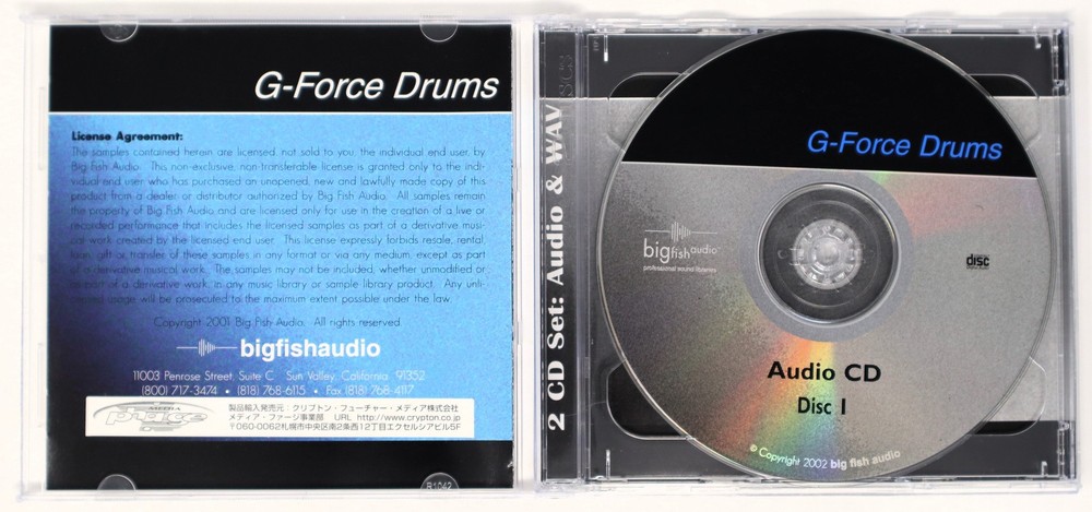 Big Fish Audio G-Force Drums Sample Library/Sound Library/Sampling Double CD