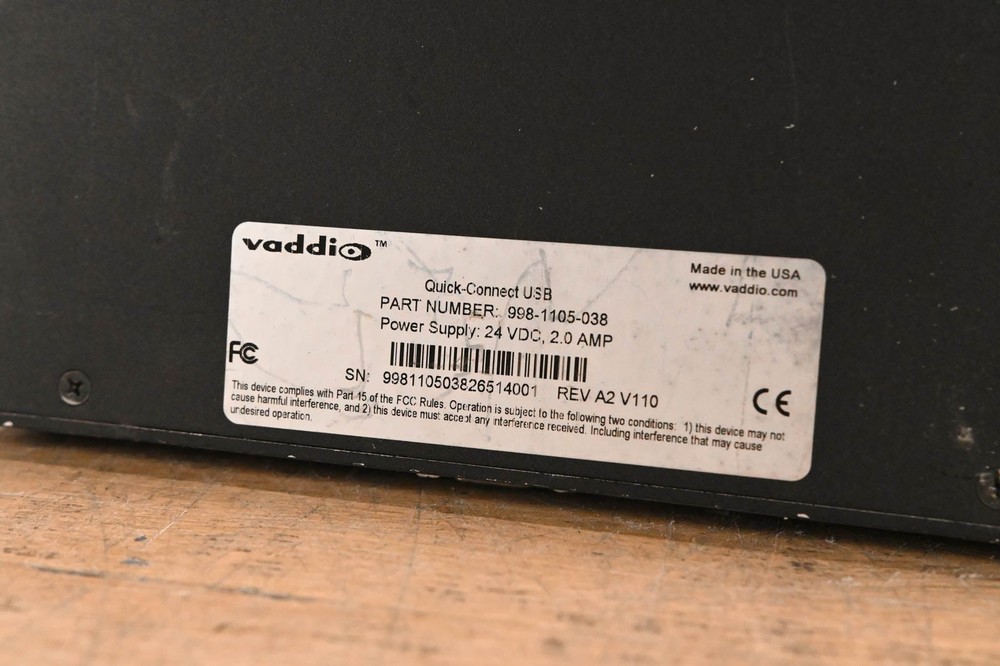Vaddio Quick-Connect USB Video Interface (NO POWER SUPPLY) CG01NE8