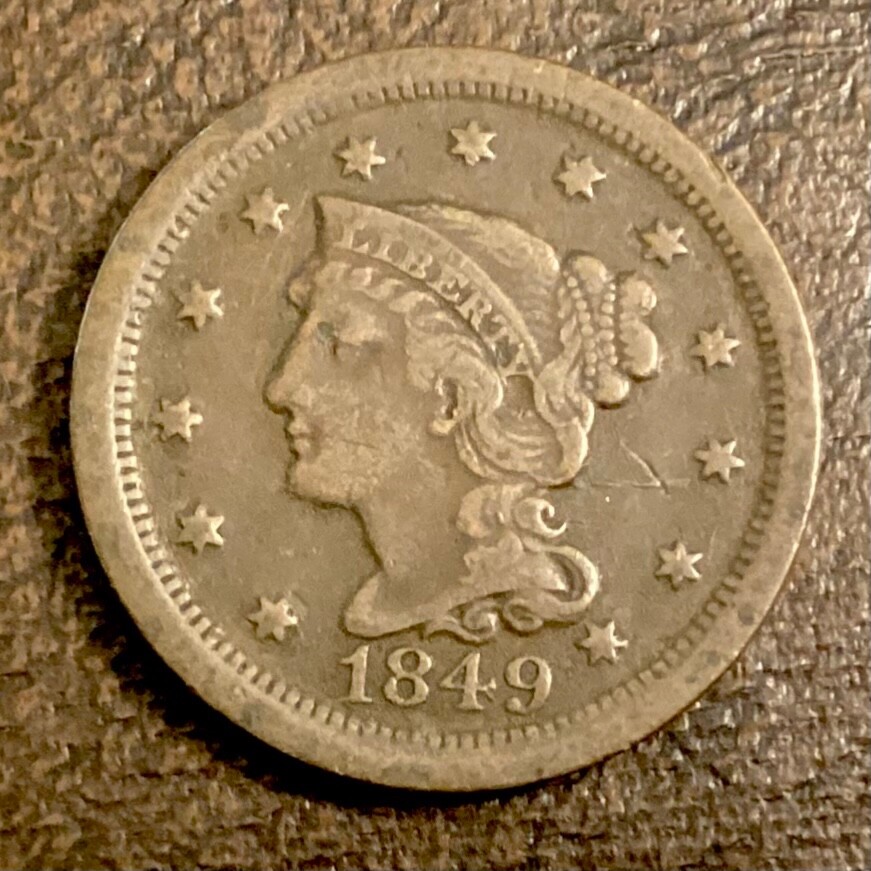 1849 Braided Hair  US Large Cent cd -