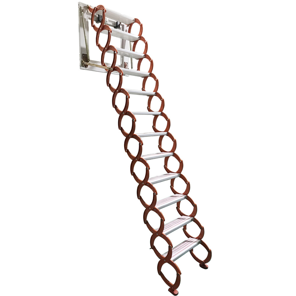 Attic Ladder Wall-Mounted Pull Down Folding Telescopic Loft Ladder Stairs 9.8Ft