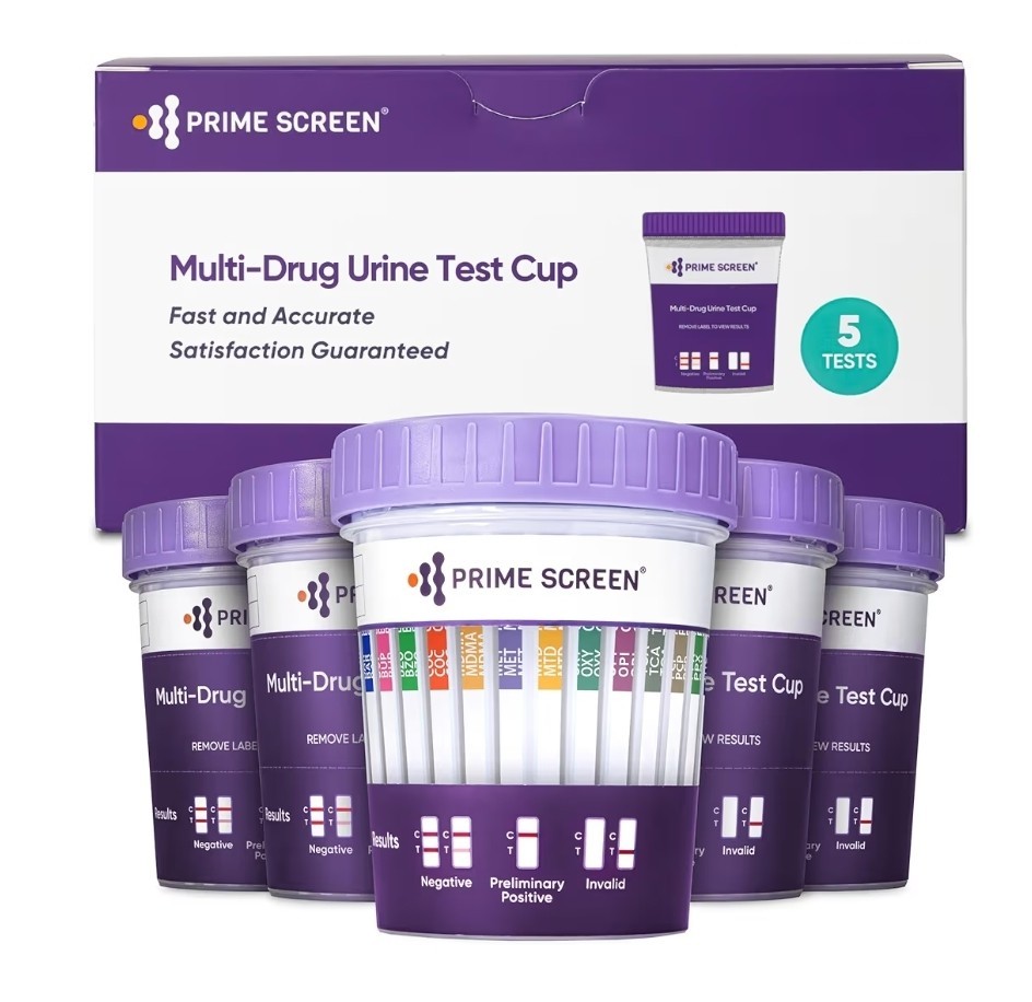 [5 pack] Prime Screen 14 Panel Urine Drug Test Cup - Instant Testing Marijuana (