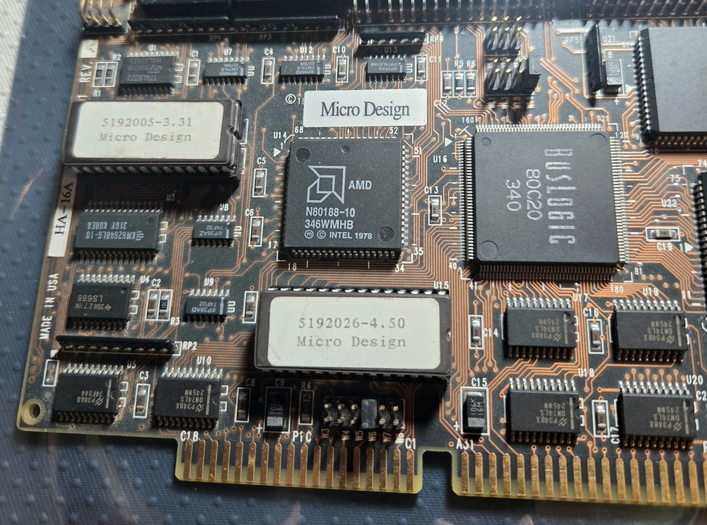 Micro Design HA-16A ISA Computer SCSI Controller Card w/ Cable (vintage)