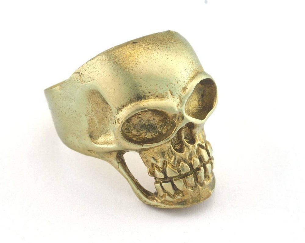 Skull Ring Adjustable Ring Raw Brass (19mm 9US inner size) 3265
