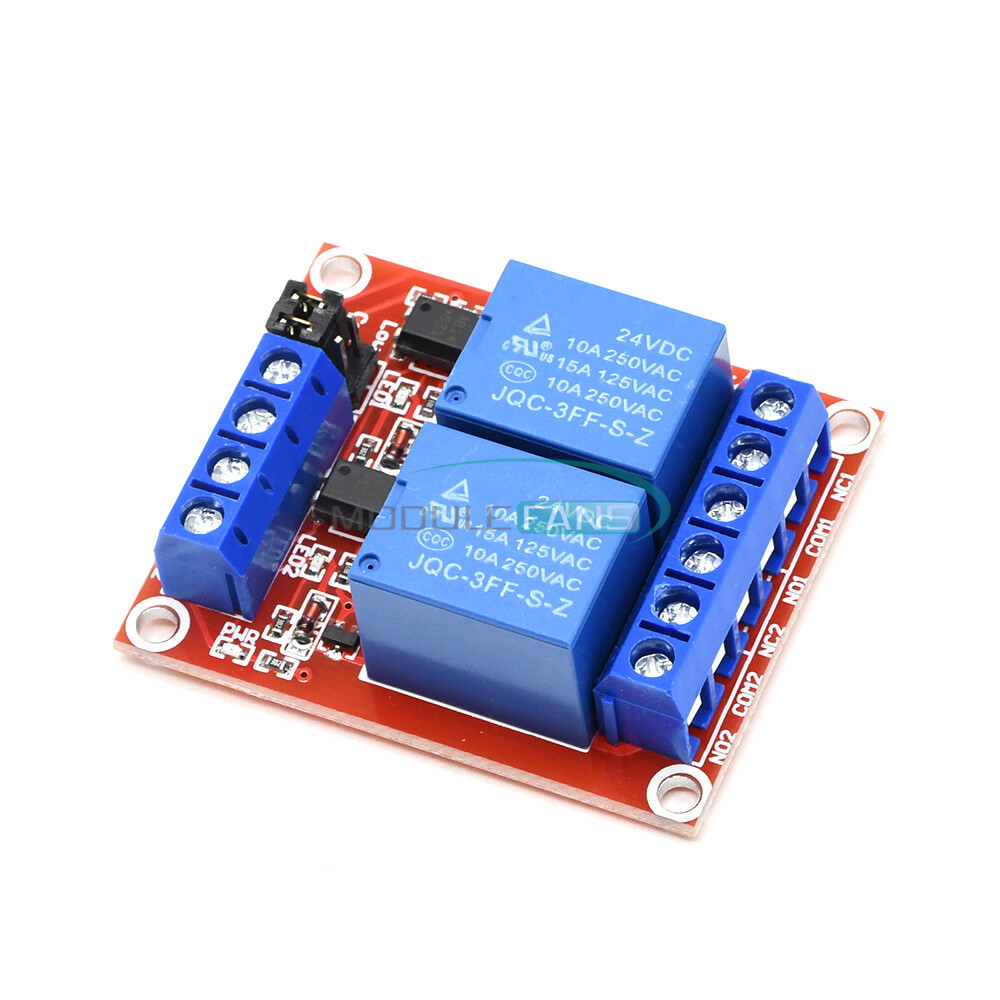 24V 2-way Relay Module With Isolation Optocoupler high / low Level Trigger