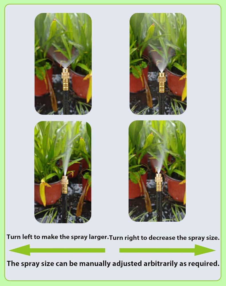 Drip Irrigation System - 360° Adjustable Micro Spray Sprinkler Kit for Garden, E