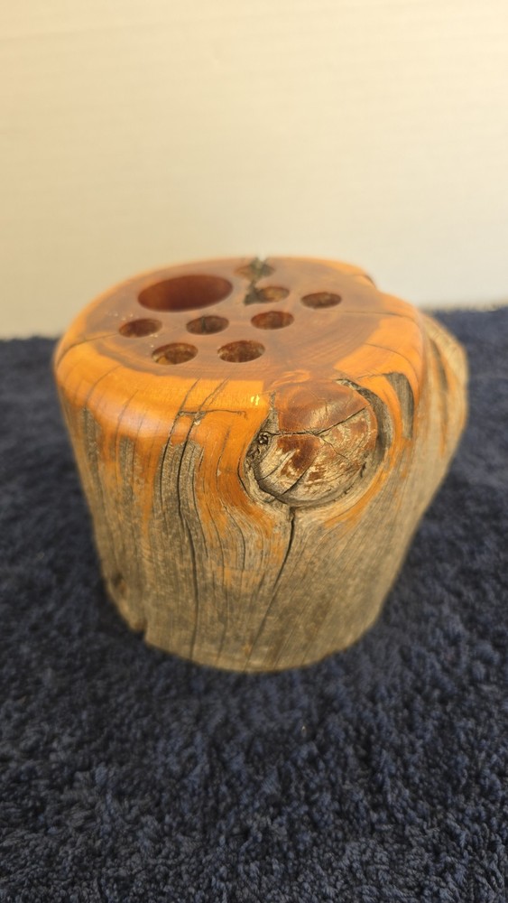 Rustic Solid Wood Trunk Pencil Holder Desk Organizer Natural Grain Felt Base
