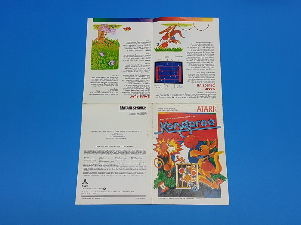 Kangaroo Atari 2600 Authentic Manual Only