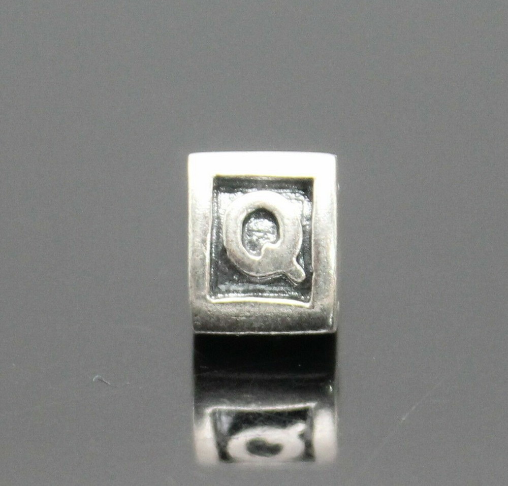 AUTHENTIC PANDORA ALE CHARMING LETTER " Q " SOLID STERLING SILVER BEAD / CHARM
