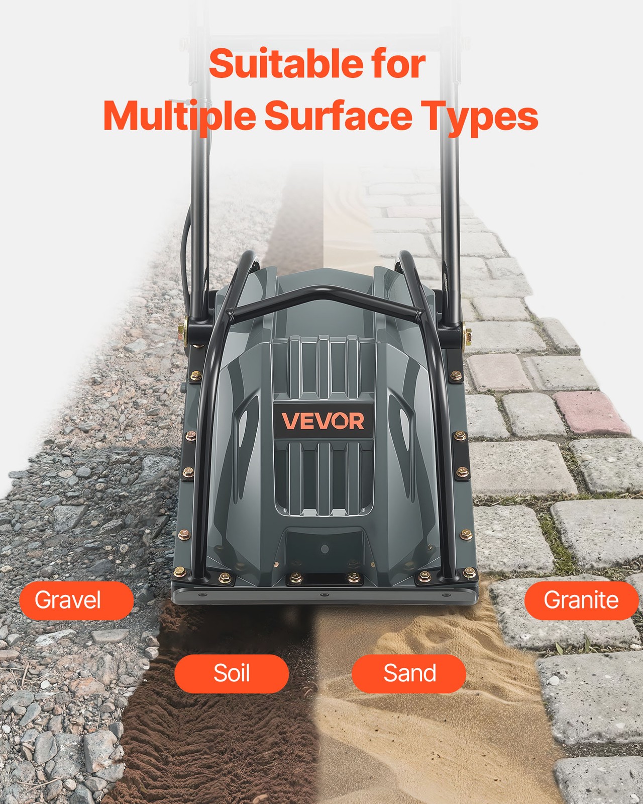 VEVOR Plate Compactor 130W Electric Ground Rammer 5kN Force 3.9in Depth