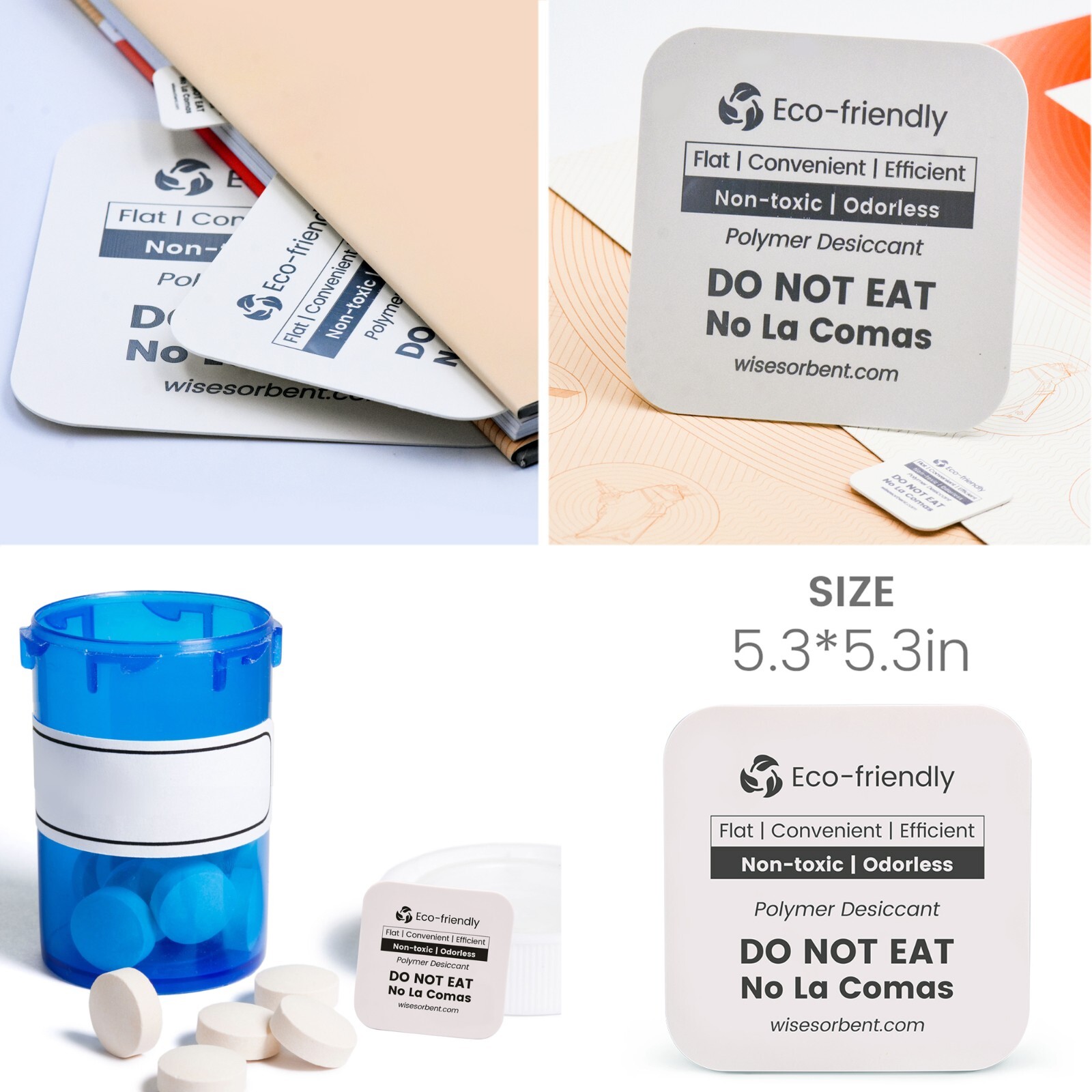 15 Pack Flat Dessicant, Desiccant Packs 5.3x5.3 Inch of Each Piece Dehumidifier