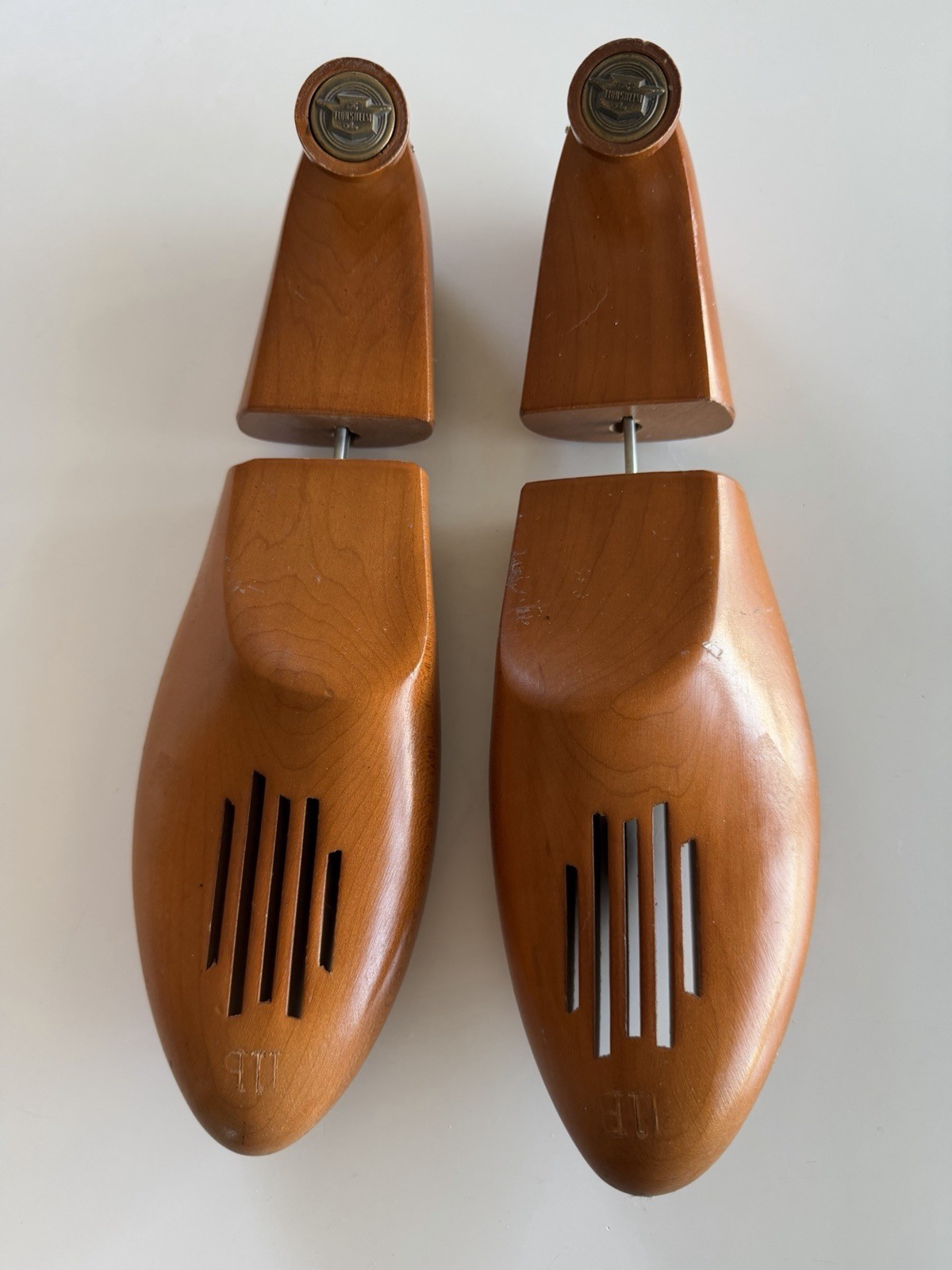 Vintage Florsheim Wooden Shoe Trees Mens 11 B Brown Adjustable Stretchers (K)