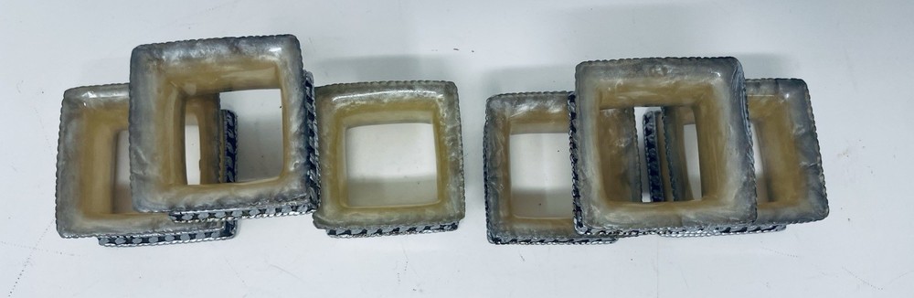 6 Square Napkin Rings Plastic 3” Square