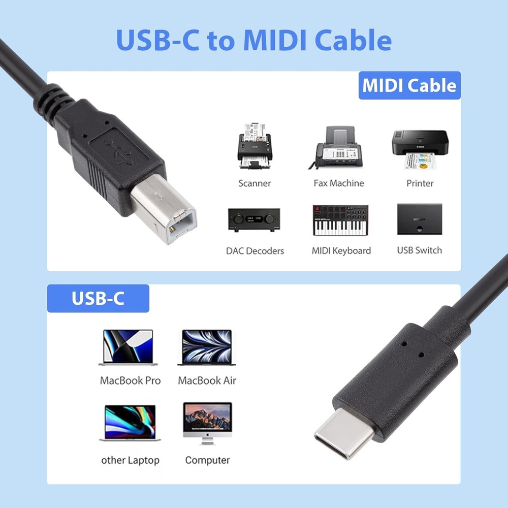 USB C Printer Cable 6FT C MIDI Compatible with iPad Pro Air...