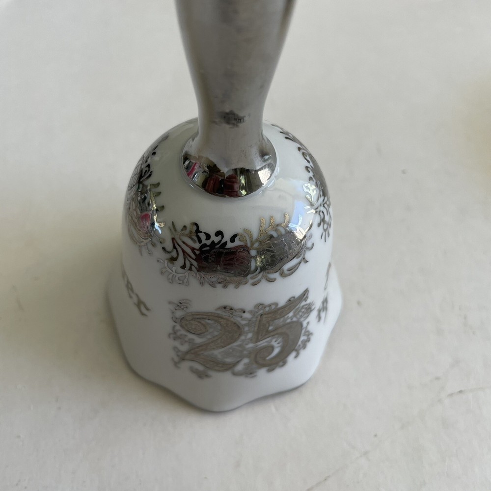 25th Anniversary Dinner Bell Silver Wedding Vintage & Miniature saucer