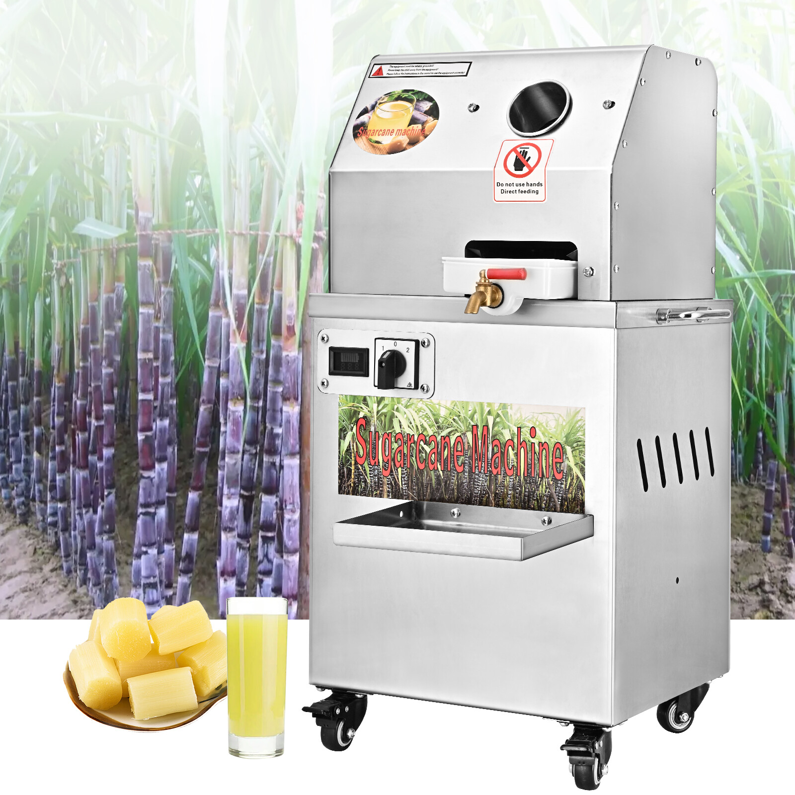 Electric Ginger Sugar Cane Juicer Press Machine 110V Stainless Steel Extractor
